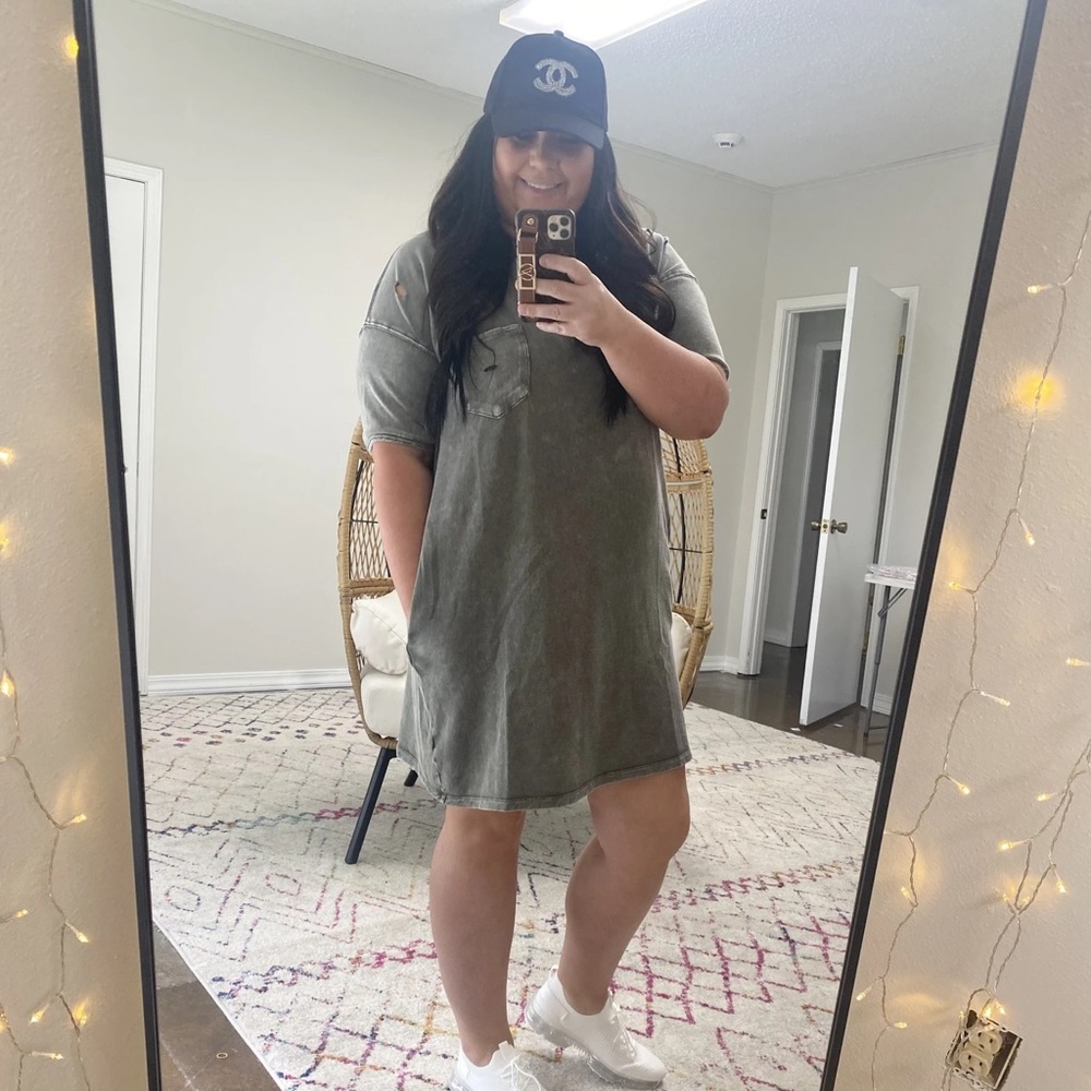 TERRY KNIT MINERAL WASHED DRESS